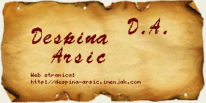 Despina Arsić vizit kartica